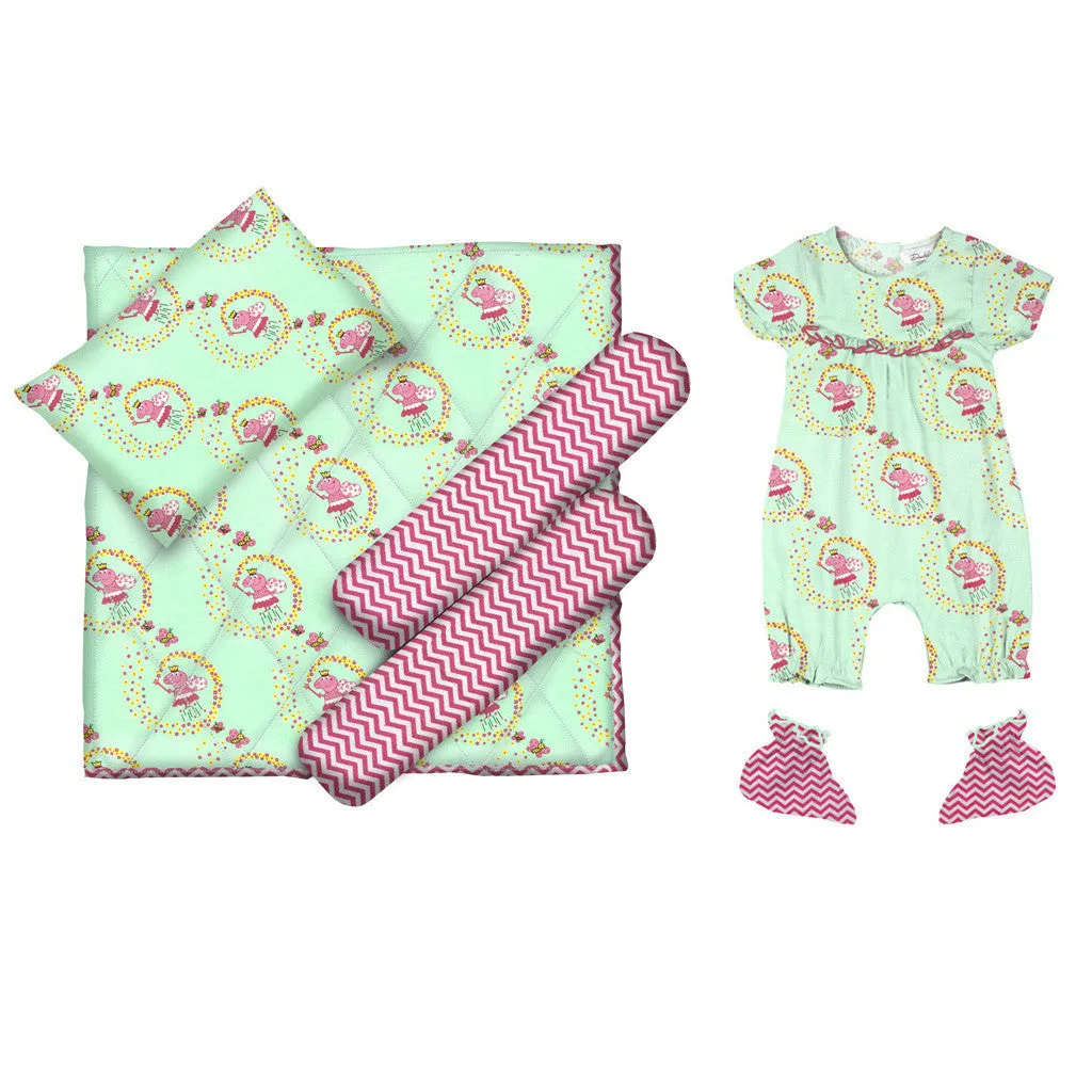 Layette Set with Short-Legged Romper & Booties <br> Oink Pink-Princess <br> <span style="font-size: 11px; font-family:Helvetica,Arial,sans-serif;">Can Be Personalised</span>