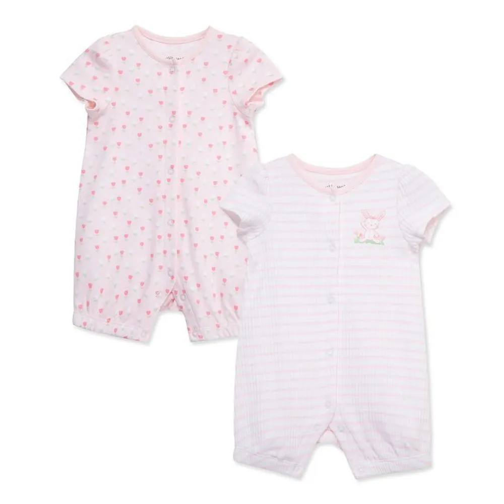 Little Me Girls Tulips Romper  - 2 Pack
