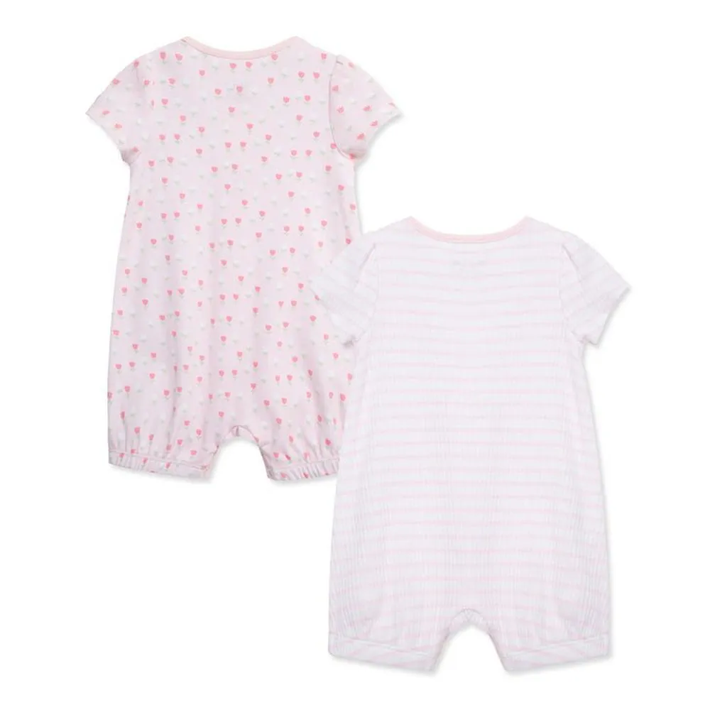 Little Me Girls Tulips Romper  - 2 Pack