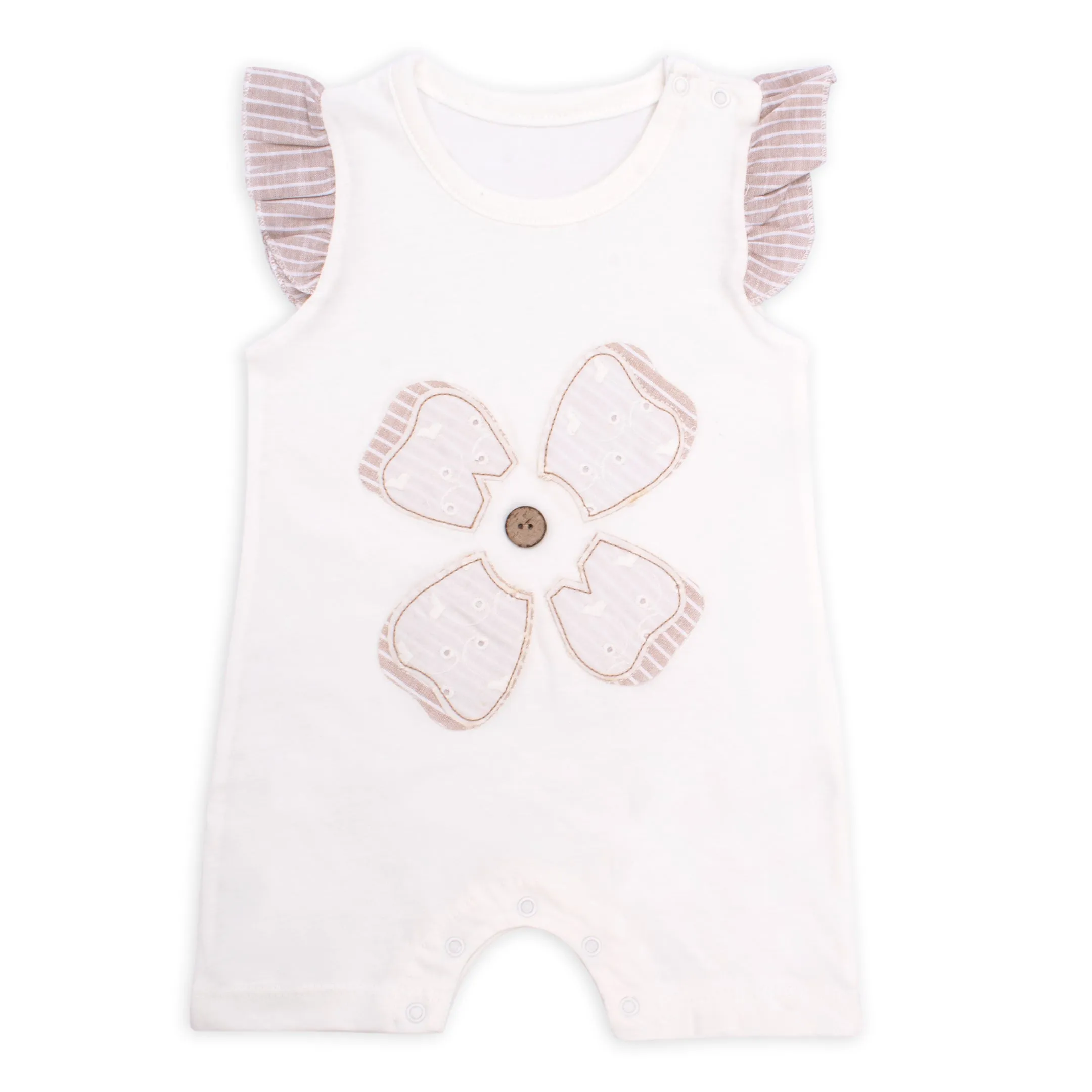 Little Sparks Baby Romper Flower Beige & White