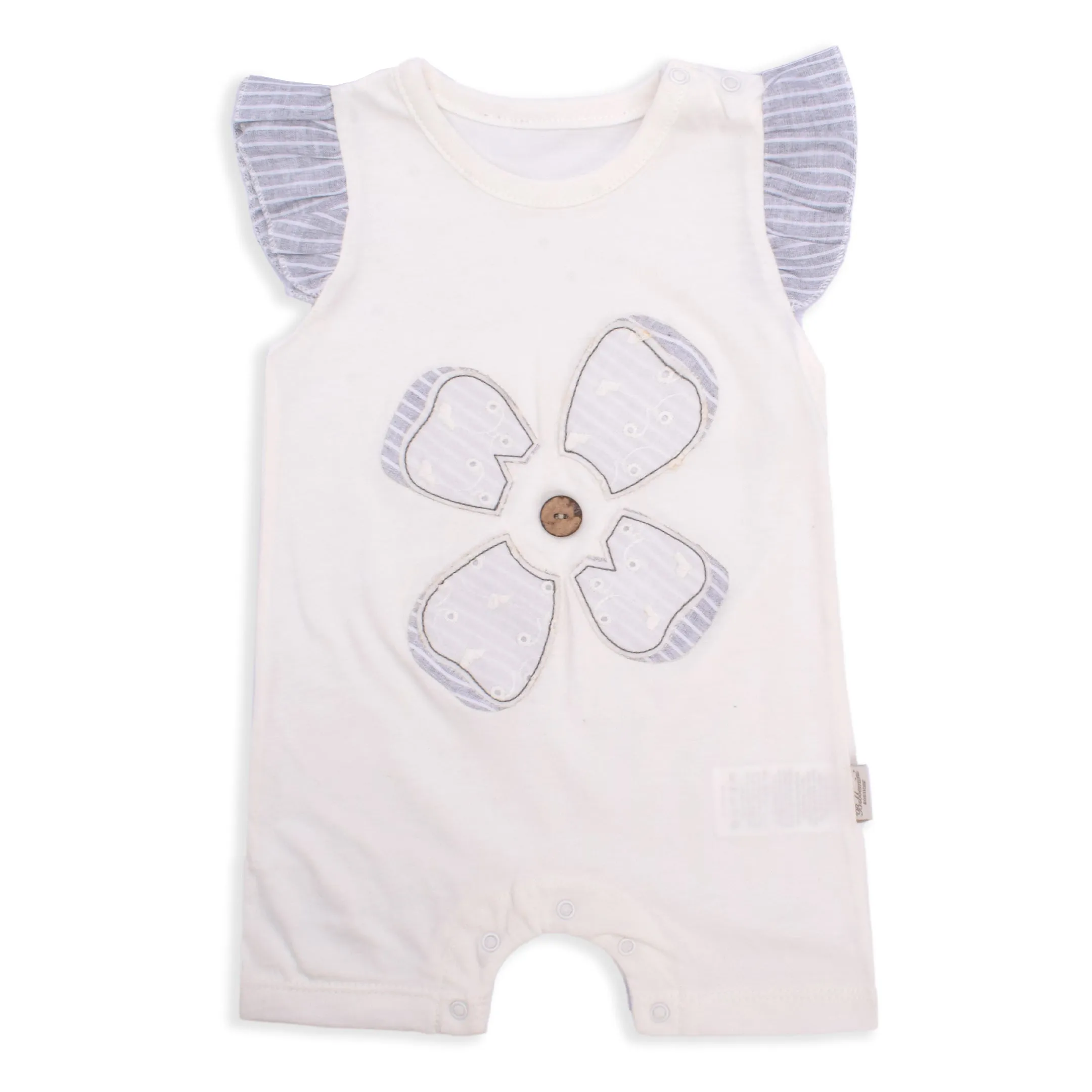 Little Sparks Baby Romper Flower Grey & White