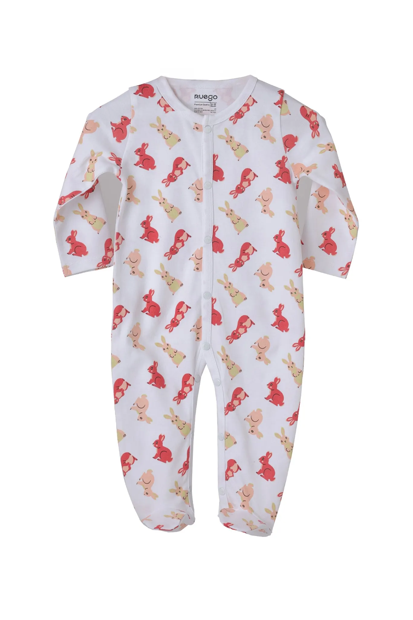 Long Sleeve Baby Girls Sleepsuits Pack of 3 made of Pure Cotton interlock Fabric