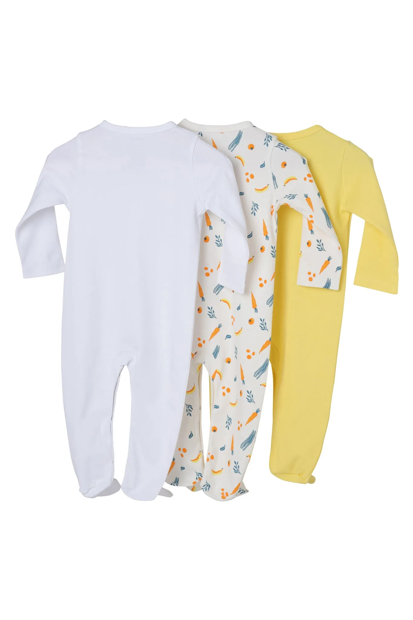 Long Sleeve Baby Girls Sleepsuits Pack of 3 made of Pure Cotton interlock Fabric