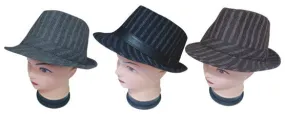 men's fedora hats - striped prints Case of 144