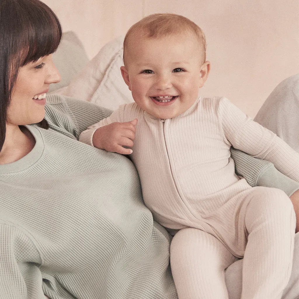 MORI Ribbed Two Way Zip-Up Sleepsuit