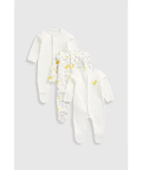 Mothercare Animal Baby Sleepsuits - 3 Pack