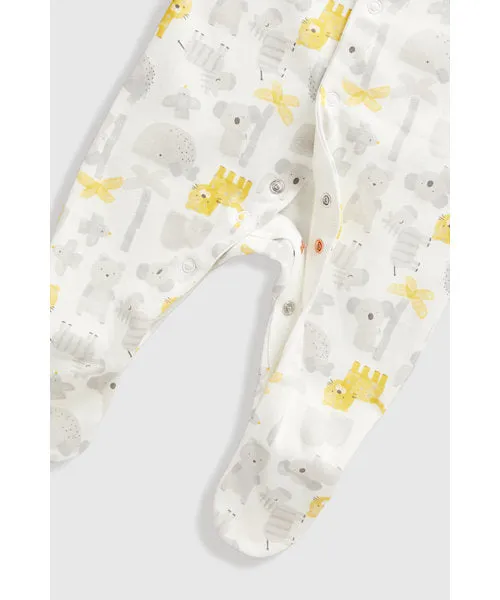 Mothercare Animal Baby Sleepsuits - 3 Pack