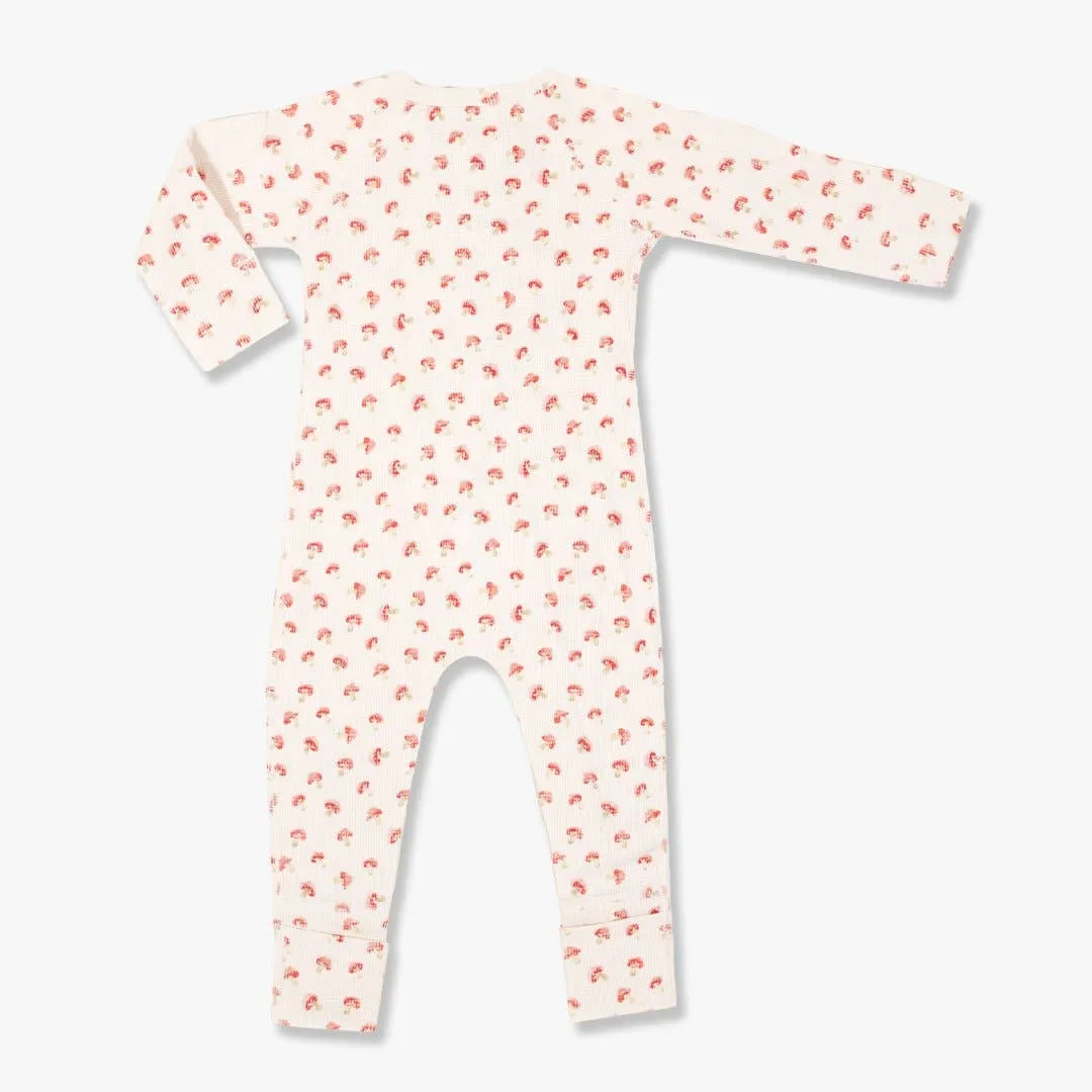 MUSHROOM WAFFLE ZIP ROMPER