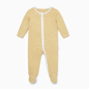 Mustard Stripe Ribbed Clever Zip Sleepsuit