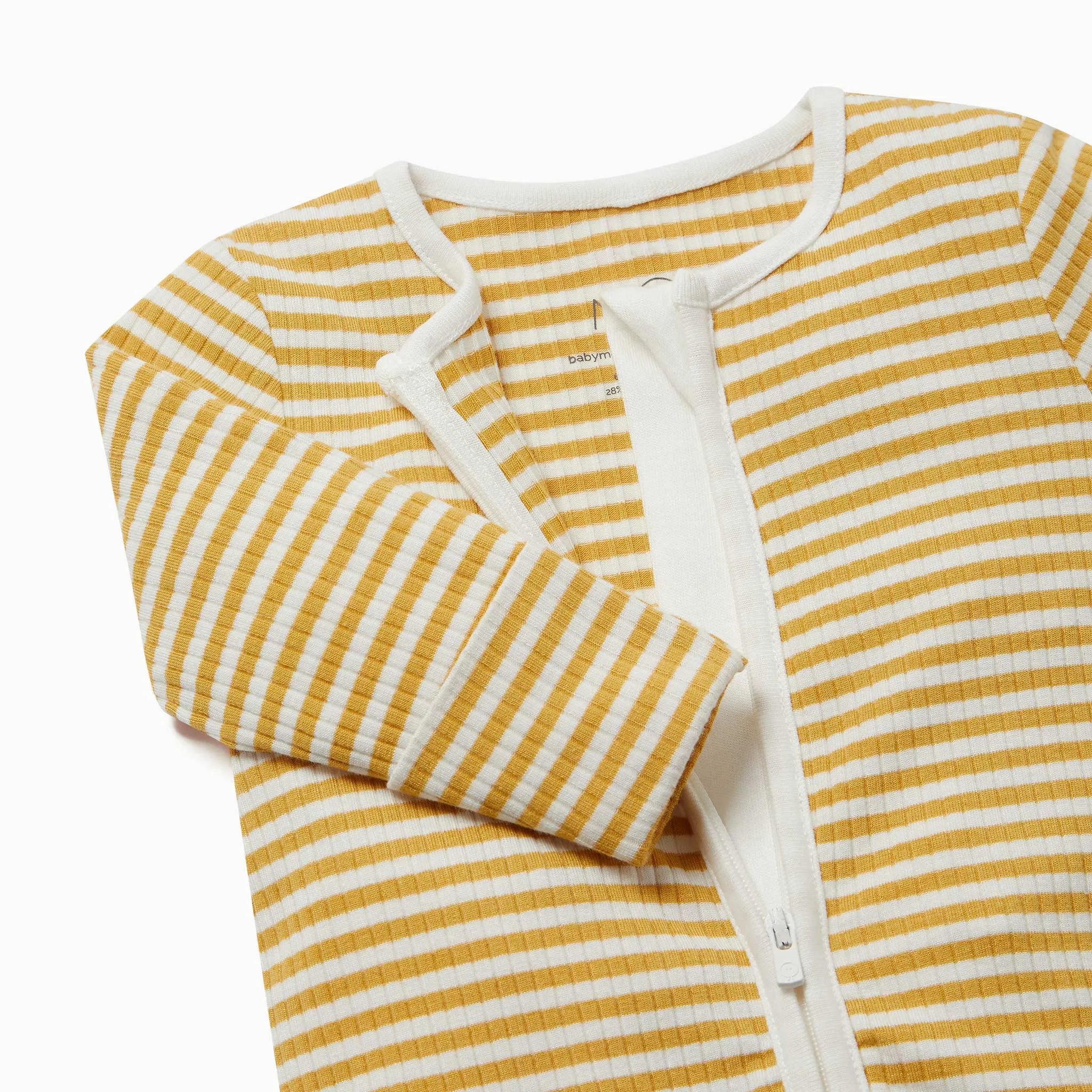 Mustard Stripe Ribbed Clever Zip Sleepsuit