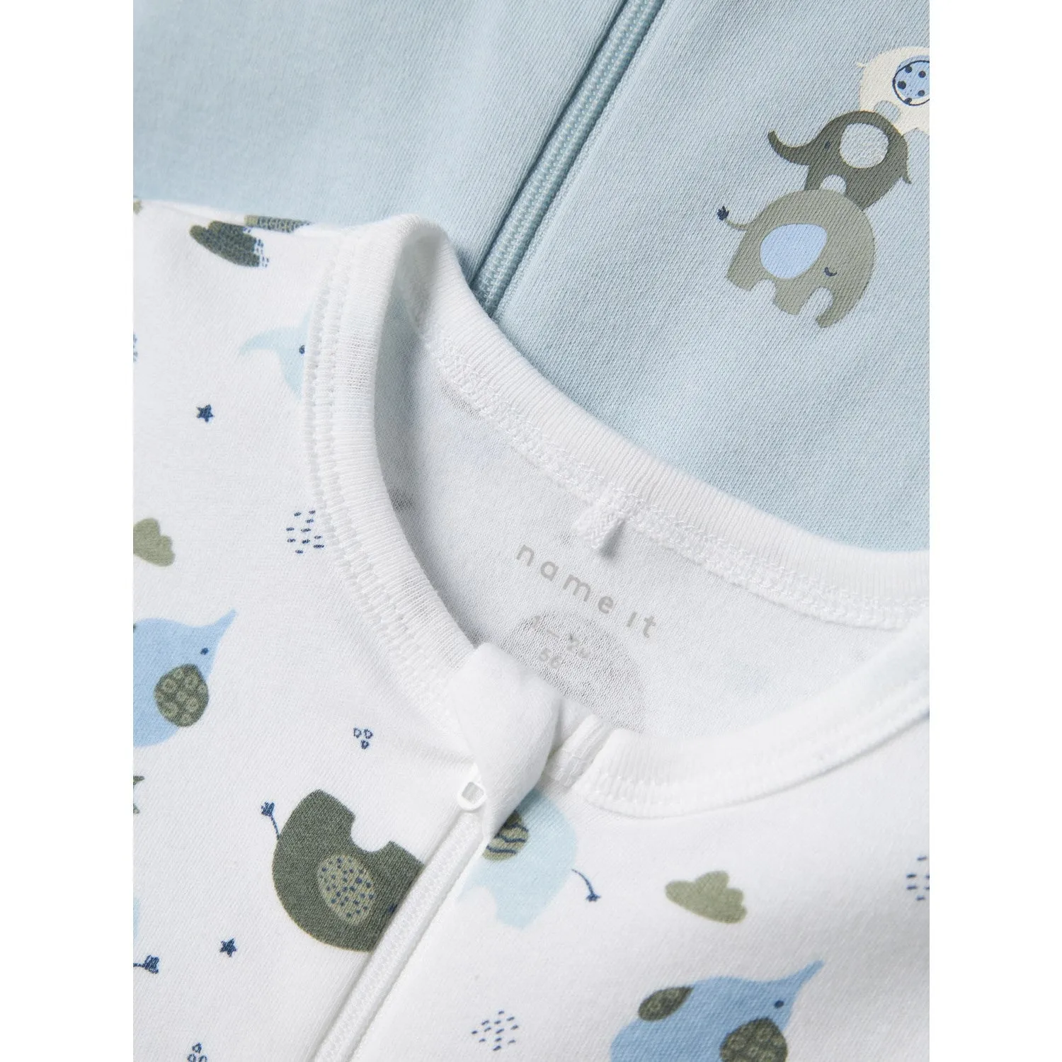 Name It undefined Blue Nightsuit 2-pack Zip Elephant Noos