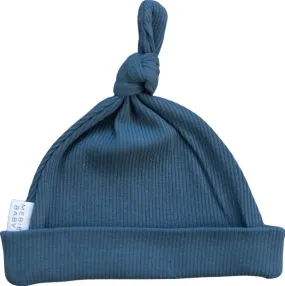 Navy Organic Ribbed Newborn Knot Hat