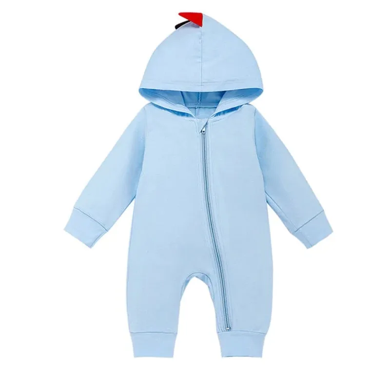 New Baby Boy/ Girl Dinosaur Hooded Romper Jumpsuit Outfits Autumn Winter Kids Clothes
