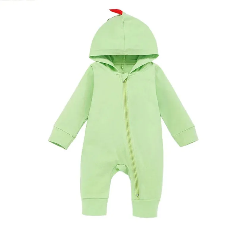 New Baby Boy/ Girl Dinosaur Hooded Romper Jumpsuit Outfits Autumn Winter Kids Clothes