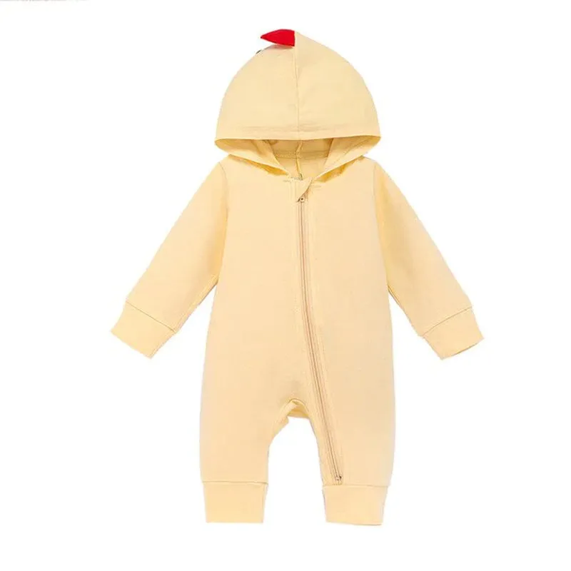 New Baby Boy/ Girl Dinosaur Hooded Romper Jumpsuit Outfits Autumn Winter Kids Clothes