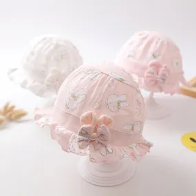 Newborn Baby Hat Cute Rabbit Bow Thin Cotton hat Baby Hat Breathable Sun Hat