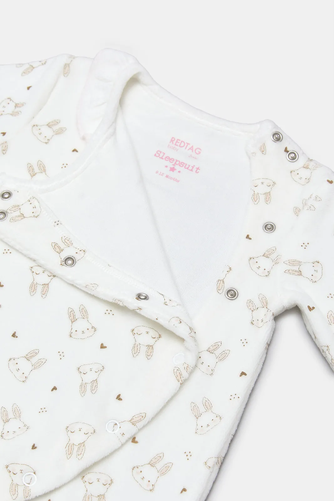Newborn White Collared Print Sleepsuit