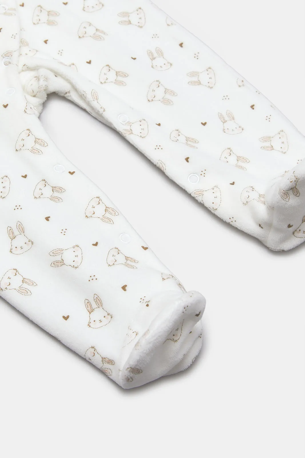 Newborn White Collared Print Sleepsuit