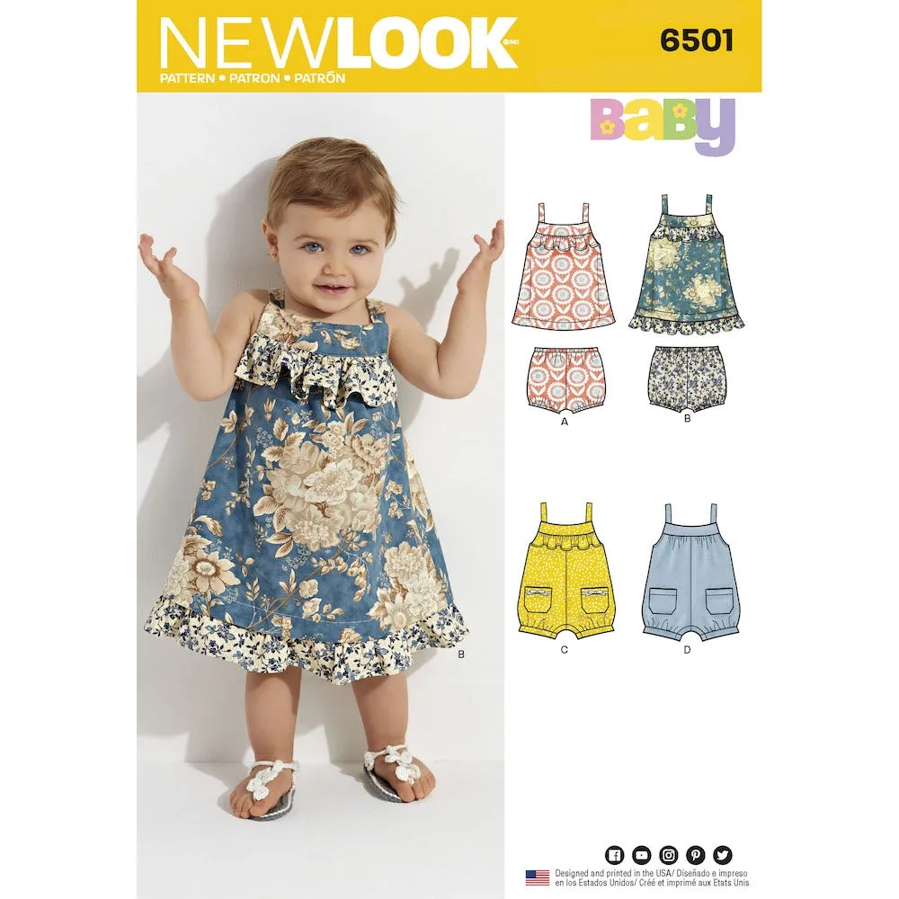 Newlook Pattern 6501 Babies' Dress and Romper