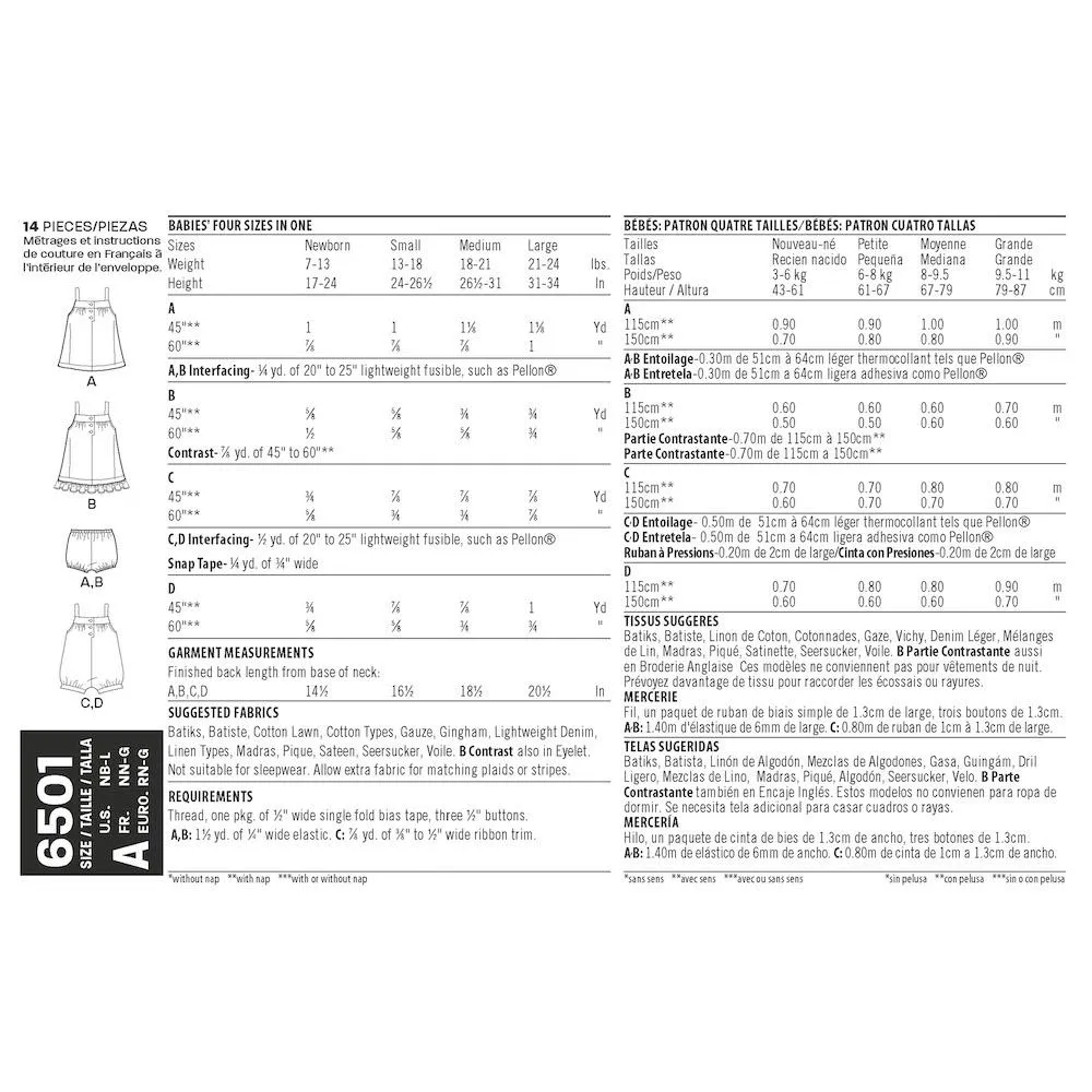 Newlook Pattern 6501 Babies' Dress and Romper