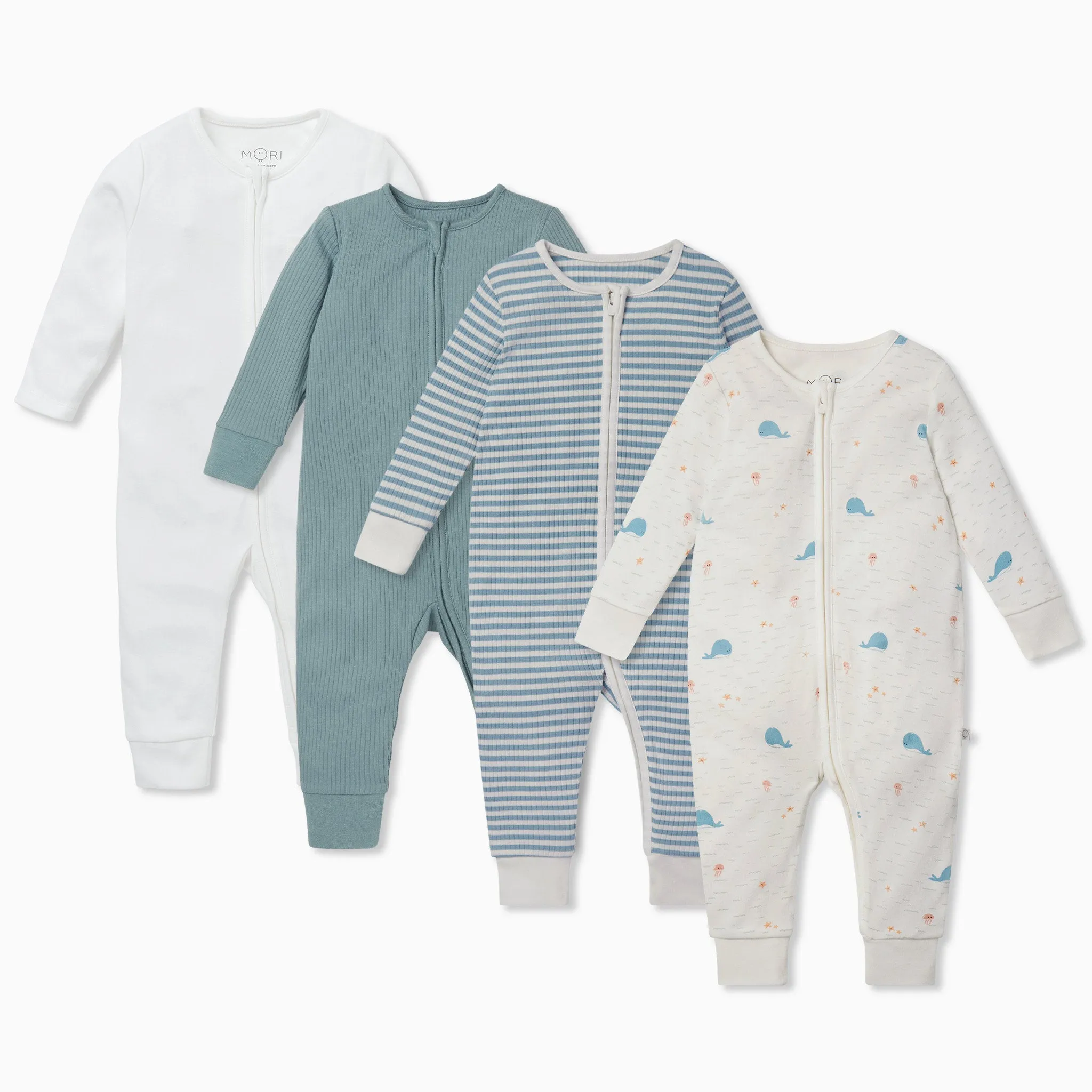 Ocean Zip-Up Sleepsuit 4 Pack