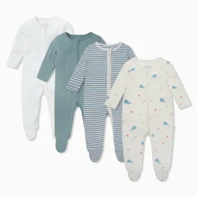 Ocean Zip-Up Sleepsuit 4 Pack