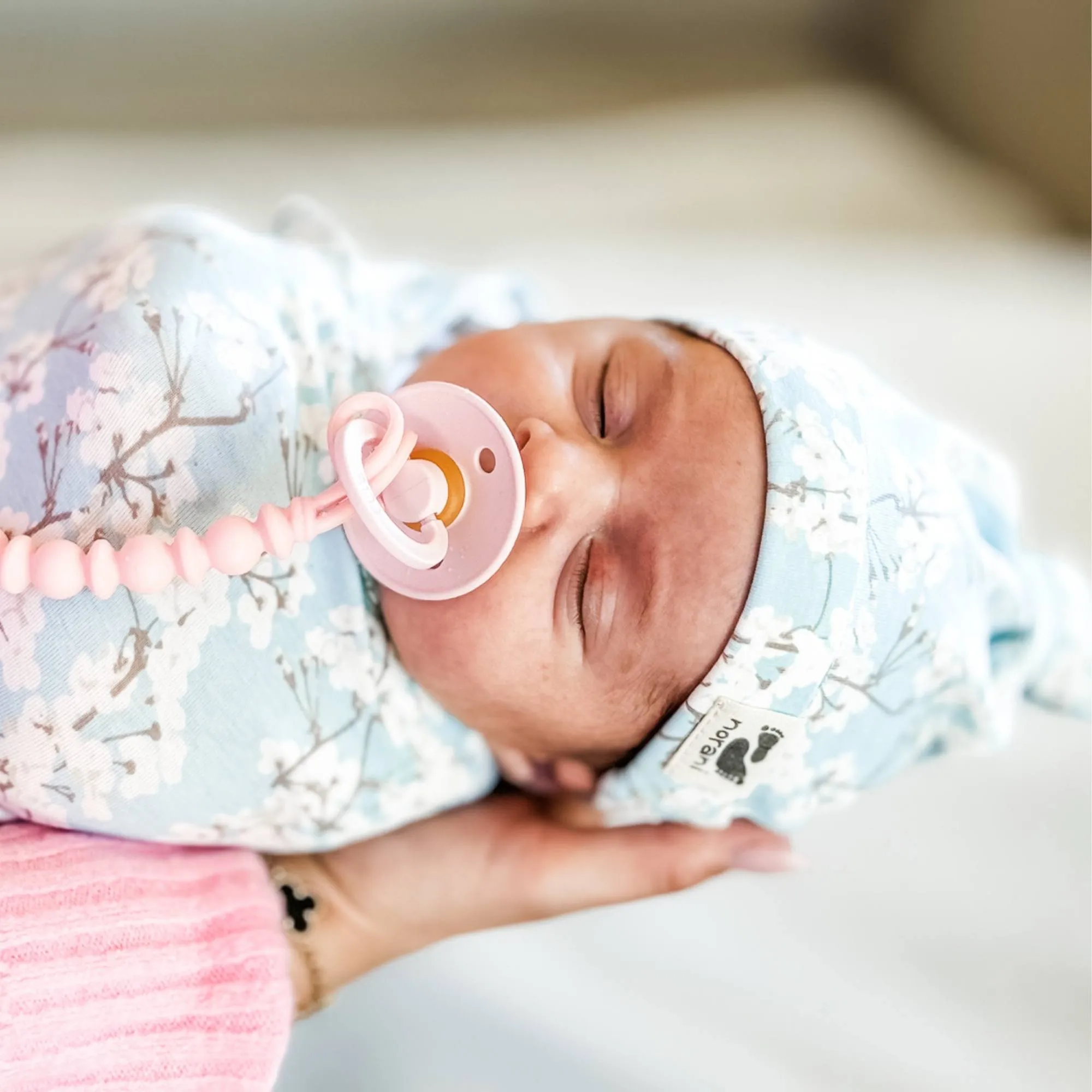 Organic Baby Beanie - Cherry Blossoms