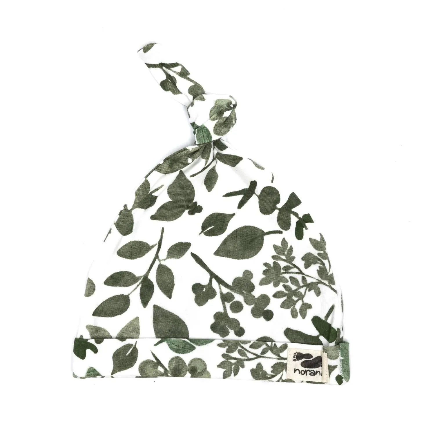 Organic Baby Beanie - Green Leaves