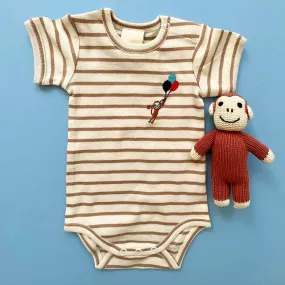 Organic Baby Gift Set, Animal Onesie and Rattle