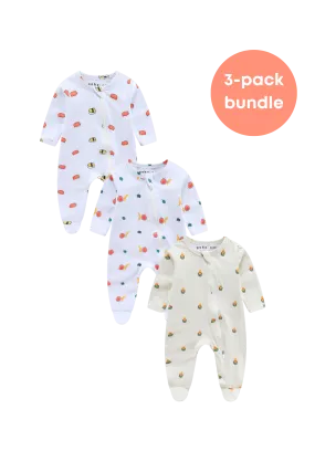 Organic Bamboo Cotton Foodie Sleepsuit Bundle