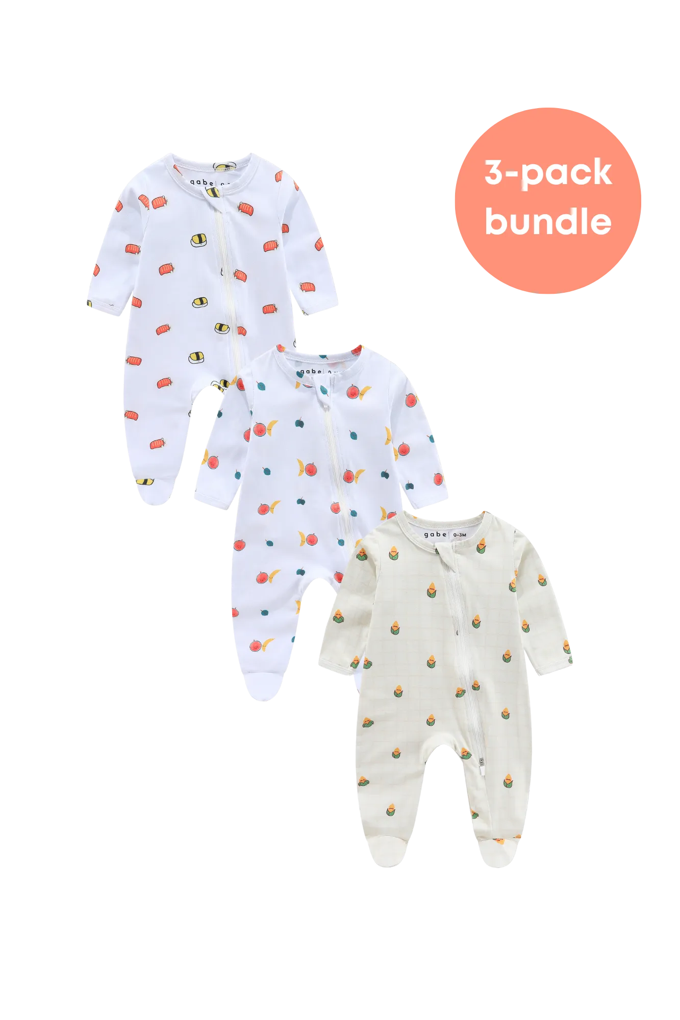 Organic Bamboo Cotton Foodie Sleepsuit Bundle