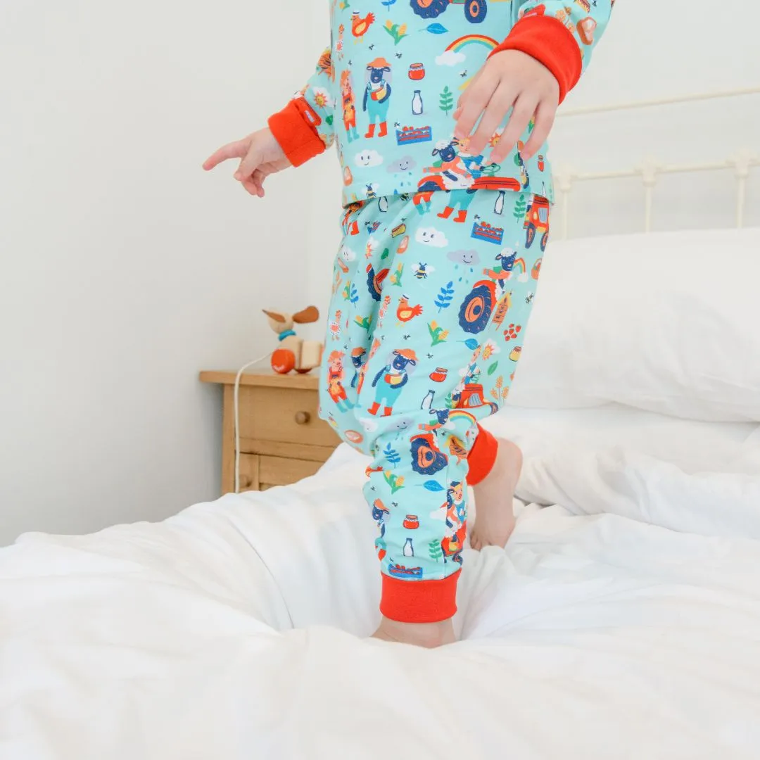 Organic Cotton Kids' Pyjamas with Fun Farmyard Print