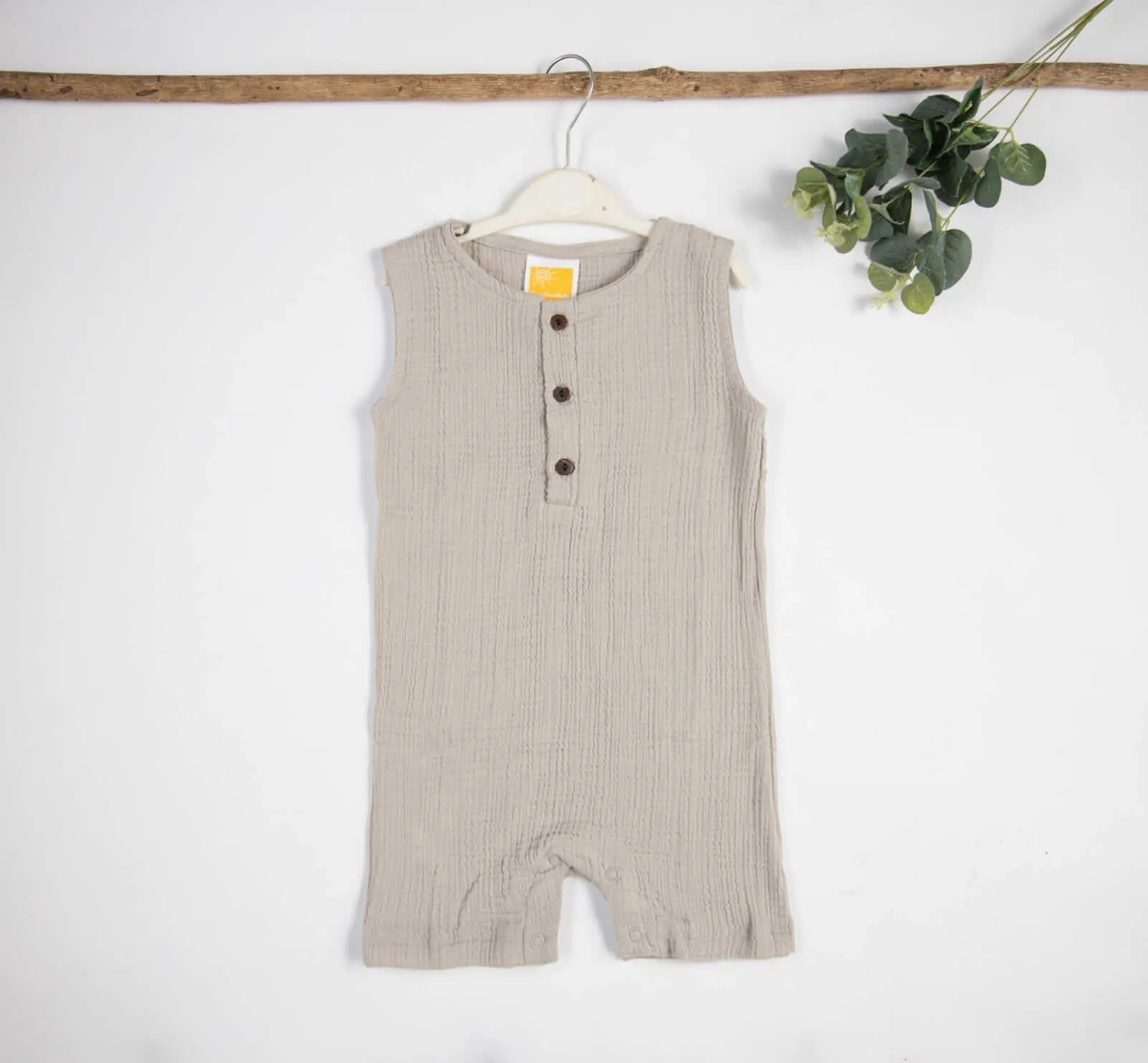 Organic Muslin Cotton Sleeveless Knee Length Baby Boy Rompers