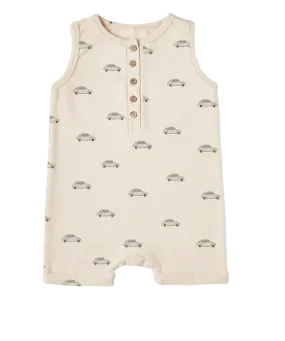 Organic VW Henley, Baby Romper, with Snap Shorts