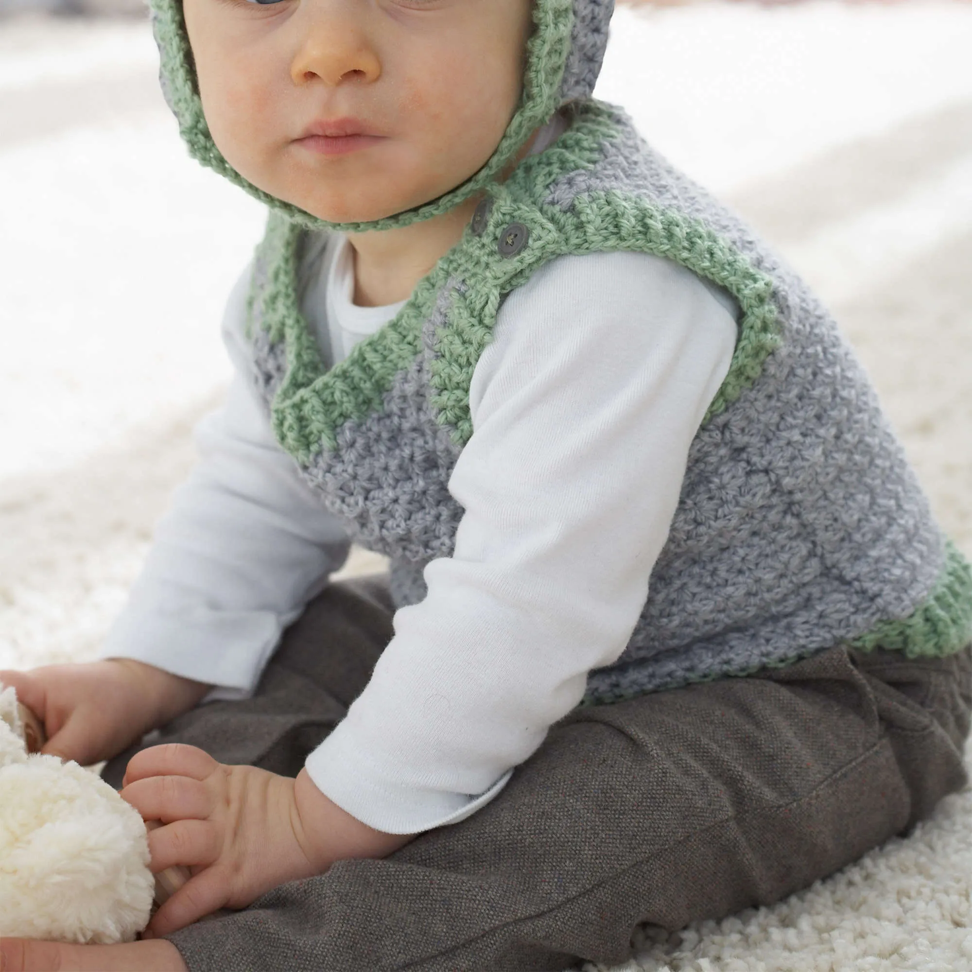 Patons Crochet Elfin Hat And Vest Set