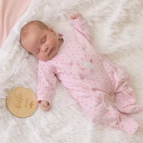 Pink 'Hanging Bear' Star Print Sleepsuit