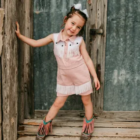 Pink Vintage Romper Kids (6-7)