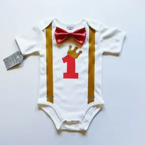 Prince with Bow tie Suspender Onesies