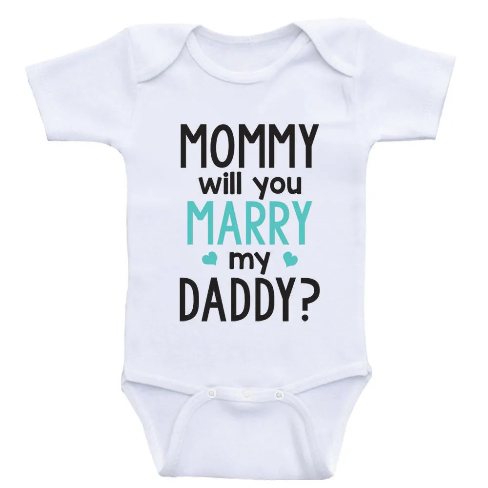 Proposal Baby Clothes "Mommy Will You Marry Daddy" Cute Baby One-Piece Bodysuits