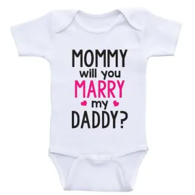 Proposal Baby Clothes "Mommy Will You Marry Daddy" Cute Baby One-Piece Bodysuits
