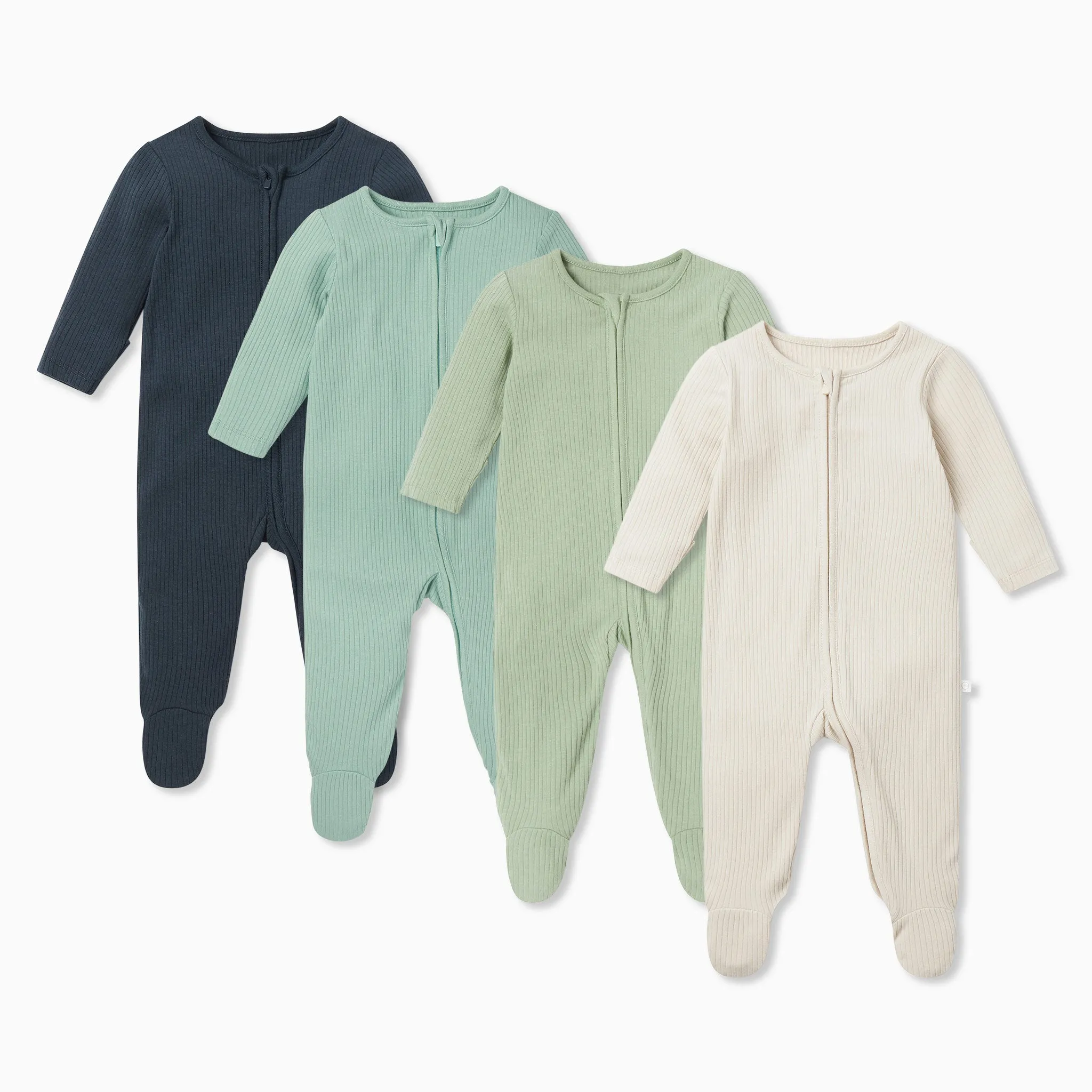 Ribbed Clever Zip Sleepsuit 4 Pack