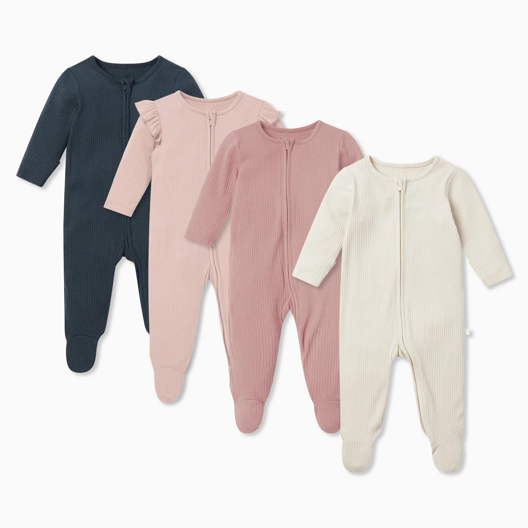 Ribbed Clever Zip Sleepsuit 4 Pack