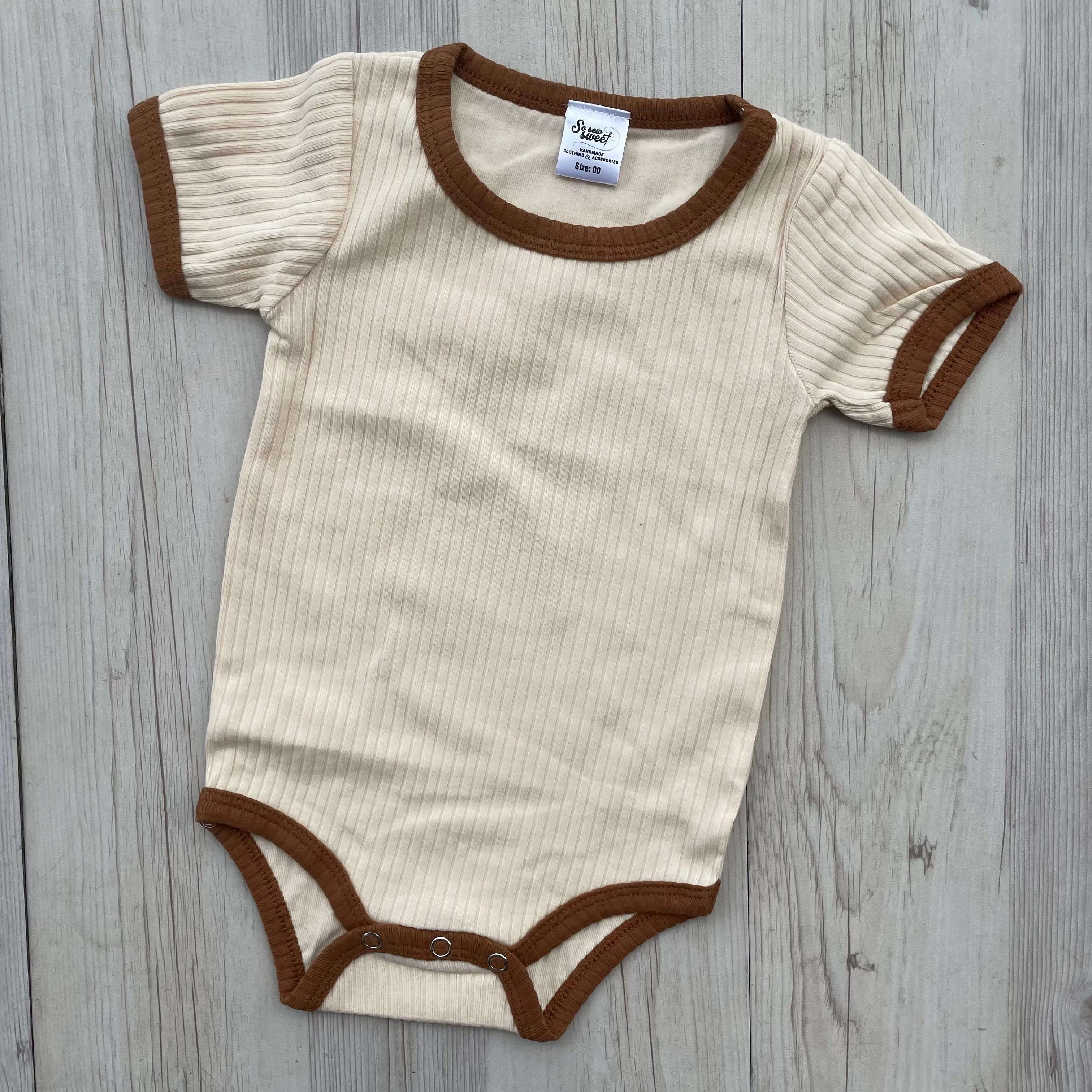 Round Neck Retro Ribbed onesies