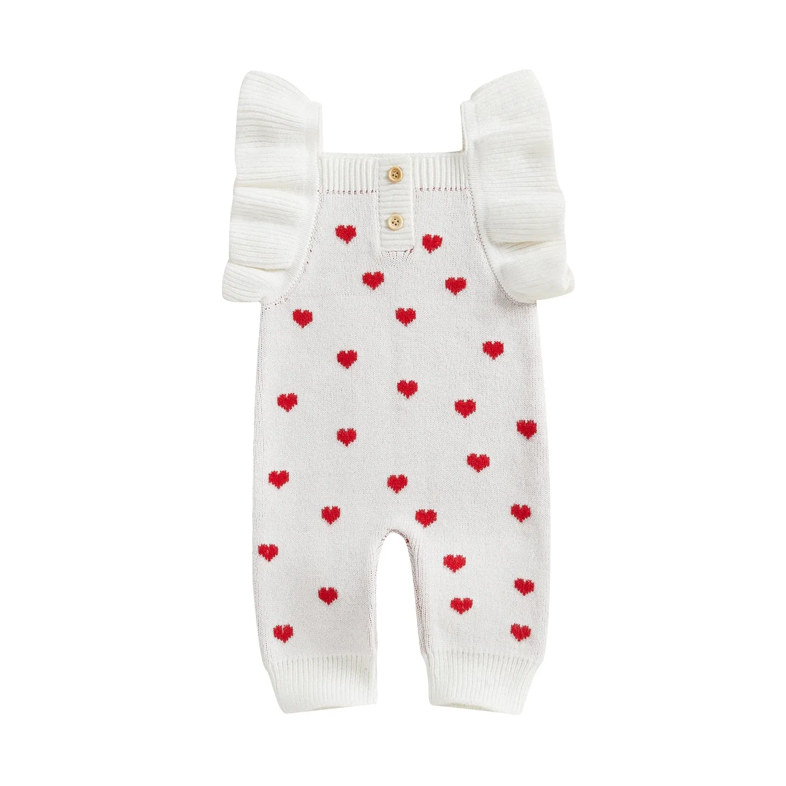 Ruffle Sleeve Heart Print Jumpsuit