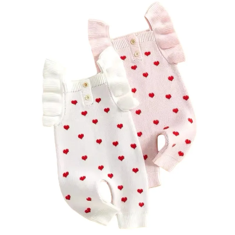 Ruffle Sleeve Heart Print Jumpsuit