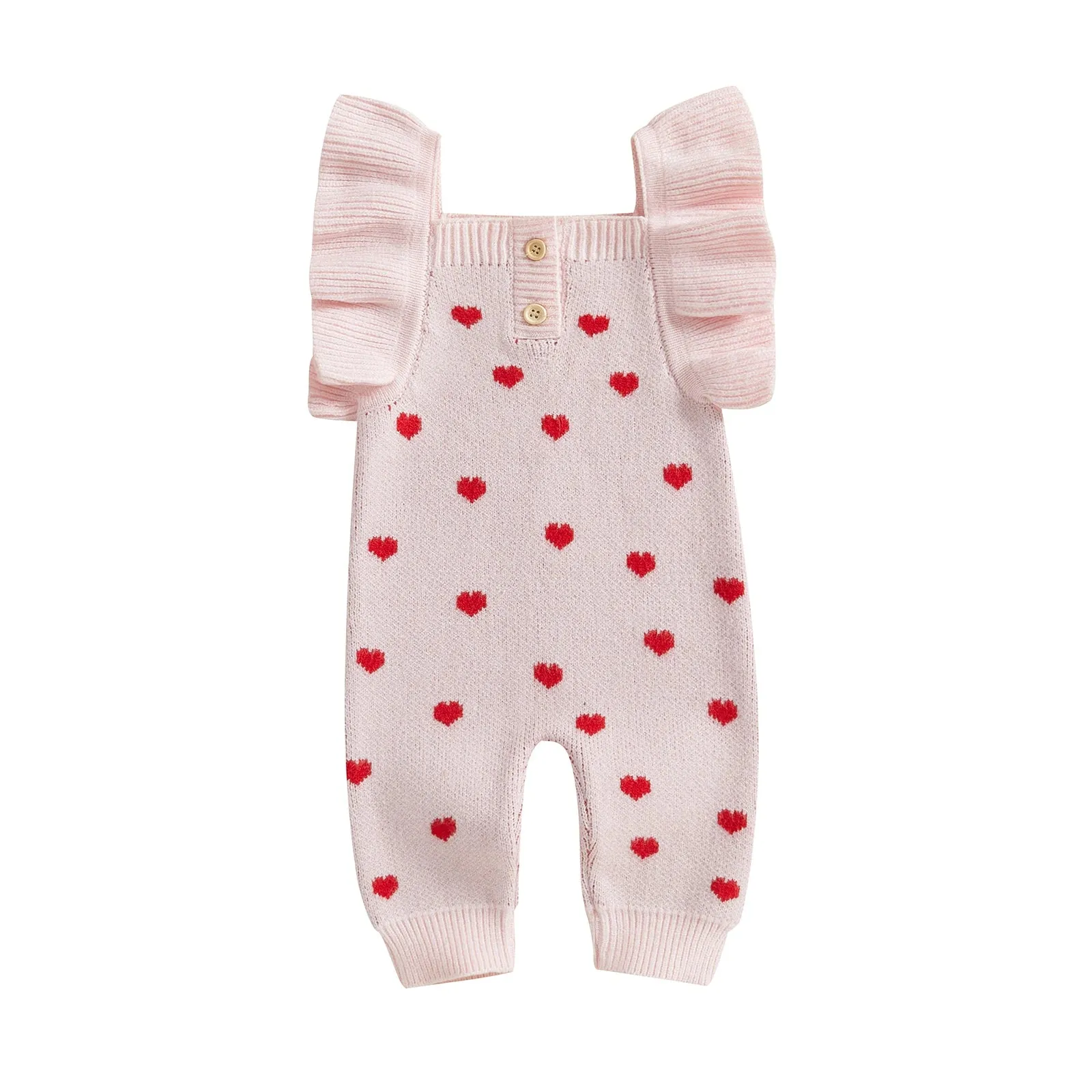 Ruffle Sleeve Heart Print Jumpsuit