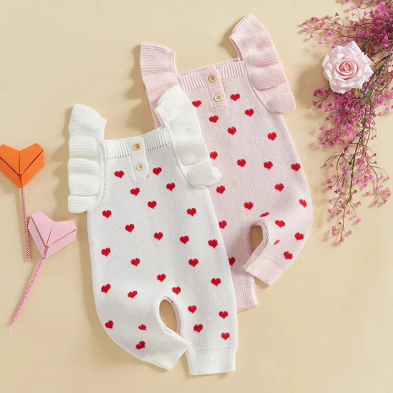Ruffle Sleeve Heart Print Jumpsuit
