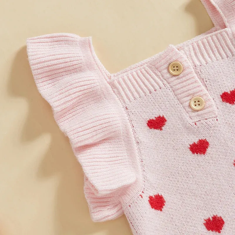 Ruffle Sleeve Heart Print Jumpsuit