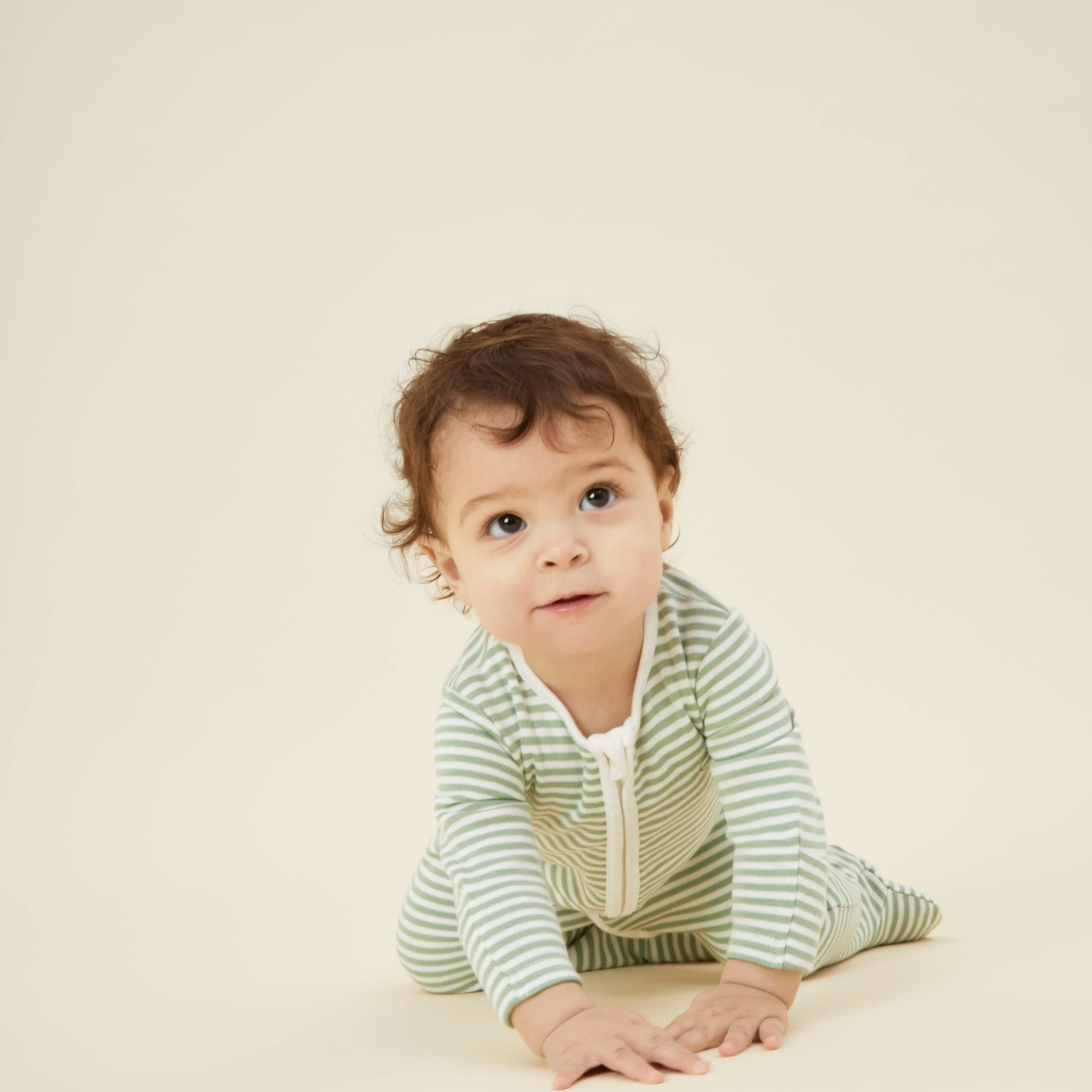 Sage Stripe Clever Zip Baby Pajamas