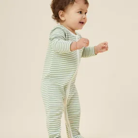 Sage Stripe Clever Zip Sleepsuit